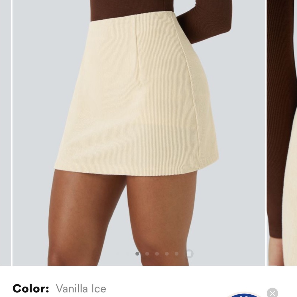 Halara 2 in 1 corduroy skirt in Cream!